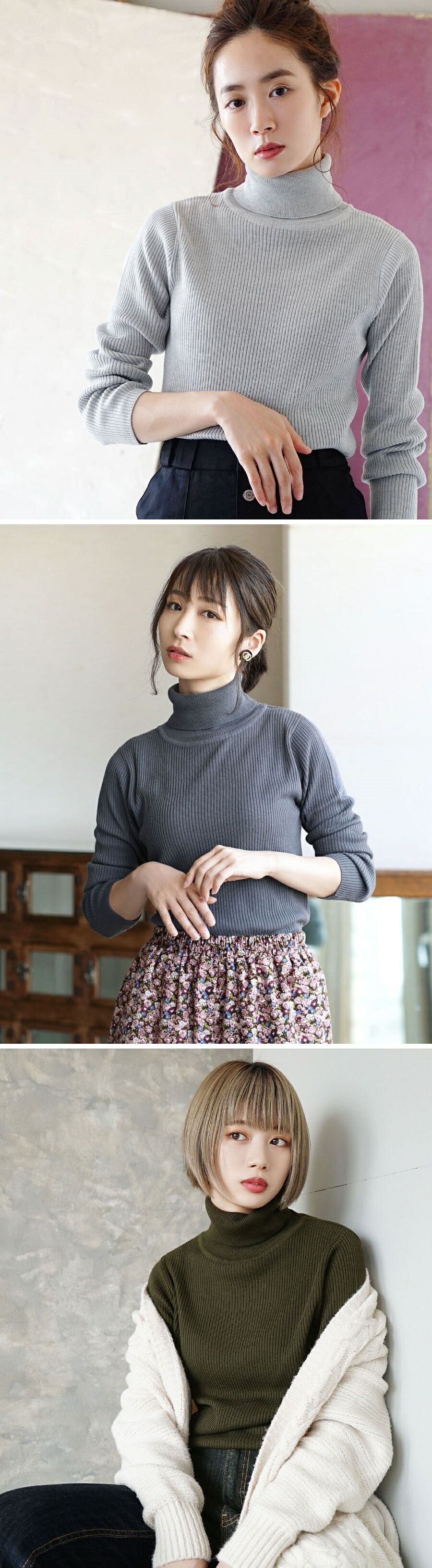 日本 zootie - 舒膚系列 彈性羅紋針織上衣-中高領-黑