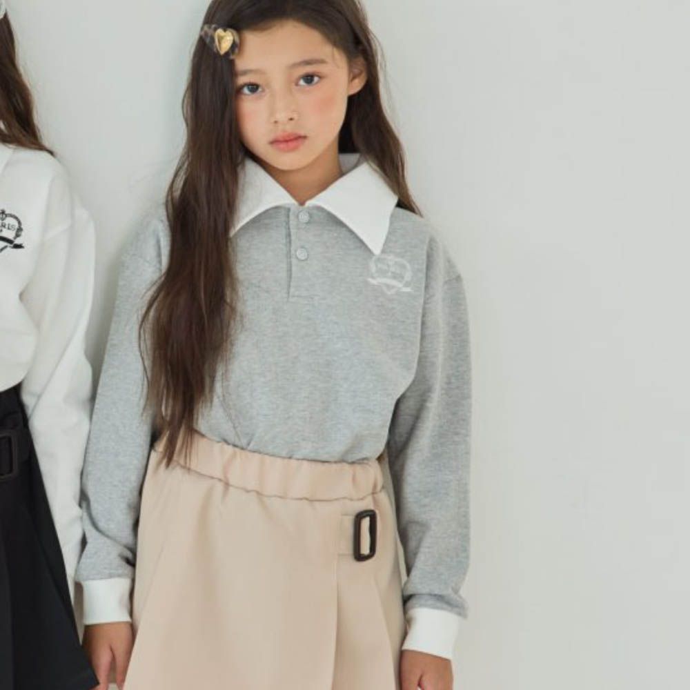 sm2 學院風心紋裝飾翻領長袖上衣-灰