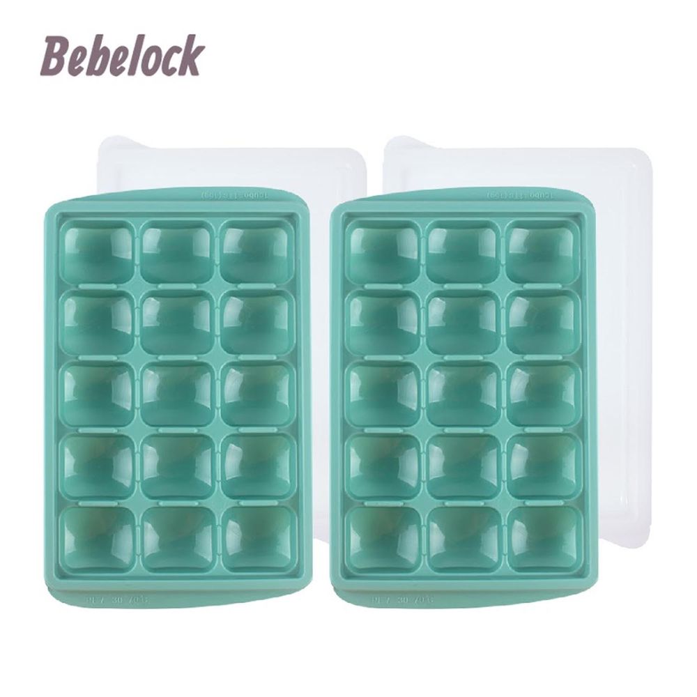 韓國BeBeLock - 副食品冰磚盒15g-薄荷綠-15格(2入裝)
