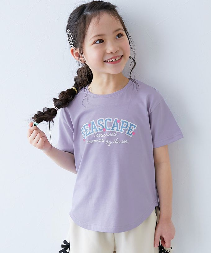 日本 devirock - 接觸涼感 女孩印花短袖上衣-背後三角logo-黑