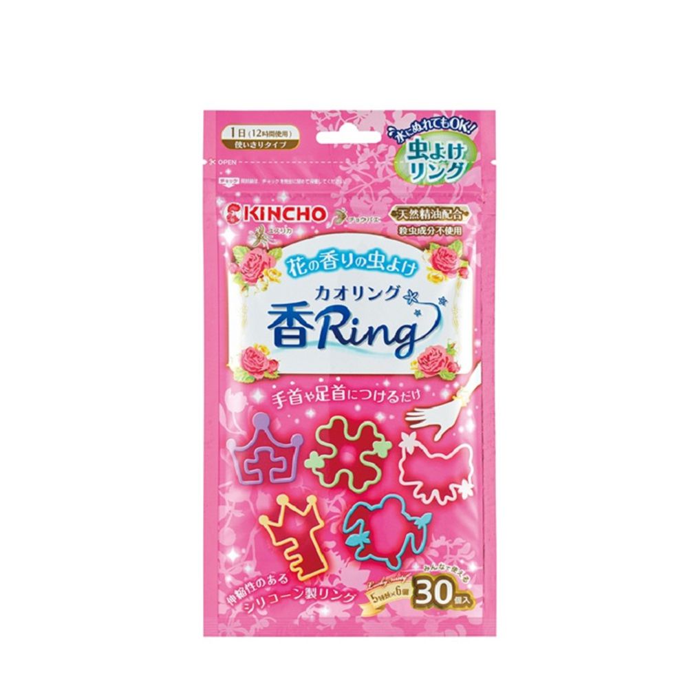 日本金鳥 KINCHO - 多造型驅蚊蟲環-花香(pink)-30入/包