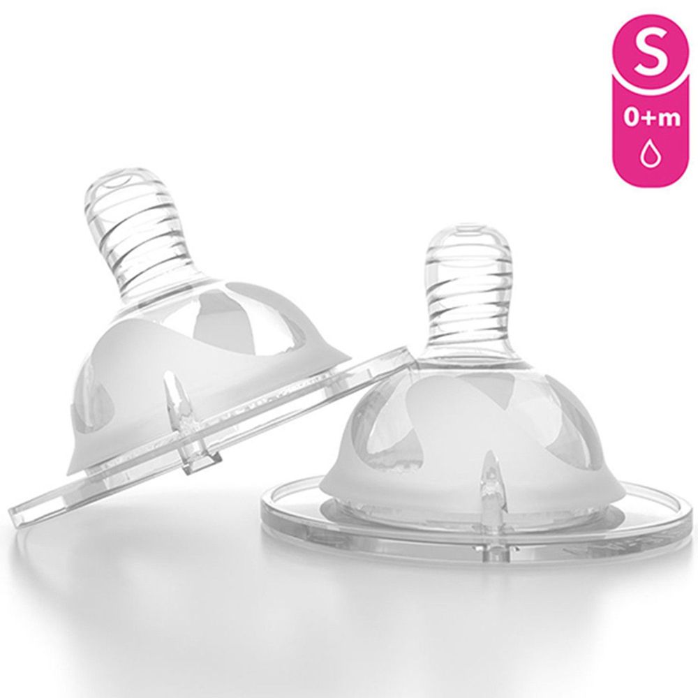 瑞典 TWISTSHAKE - 時尚彩虹奶瓶-專屬奶嘴頭配件組-圓孔 (S [2個月起])-2入/卡