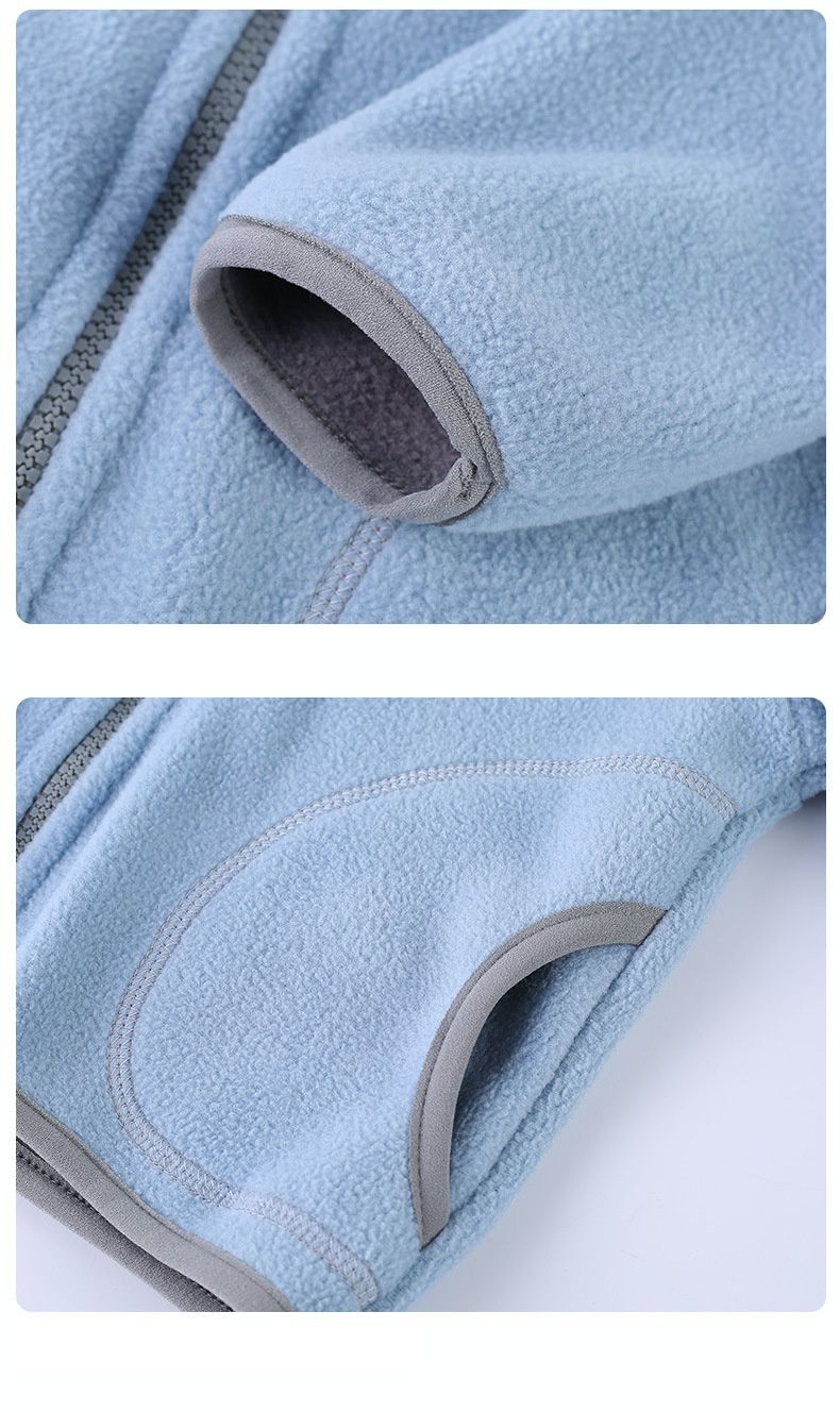 Fleece搖粒絨立領兒童外套-粉+藍