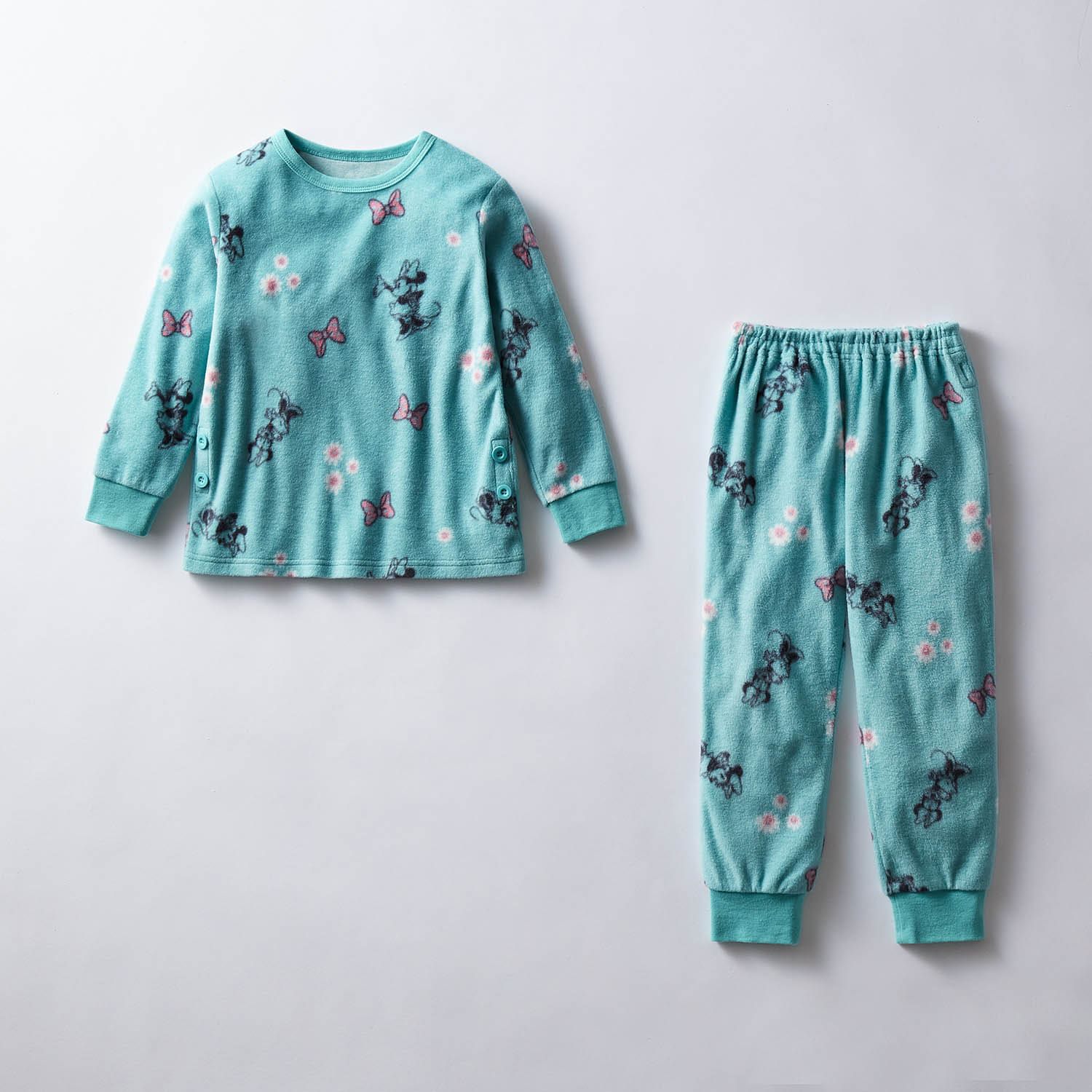 日本千趣會 - 迪士尼 角色印花抓絨家居服/睡衣-米妮-薄荷