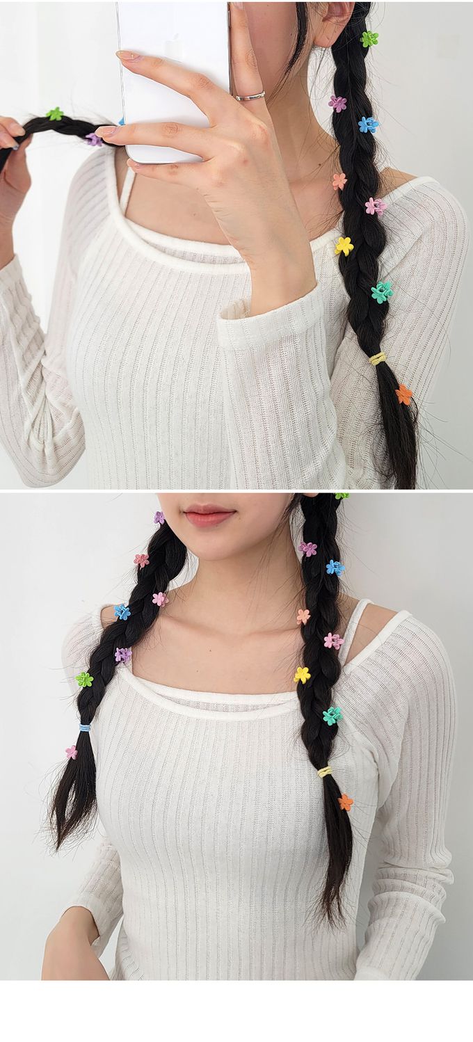 韓國 Soo&Soo - 迷你馬卡龍色小抓夾-花朵-10個一組