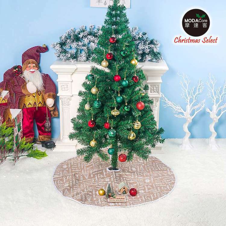 MODACore 摩達客 - 摩達客-耶誕祝福語淺棕咖啡色聖誕樹裙