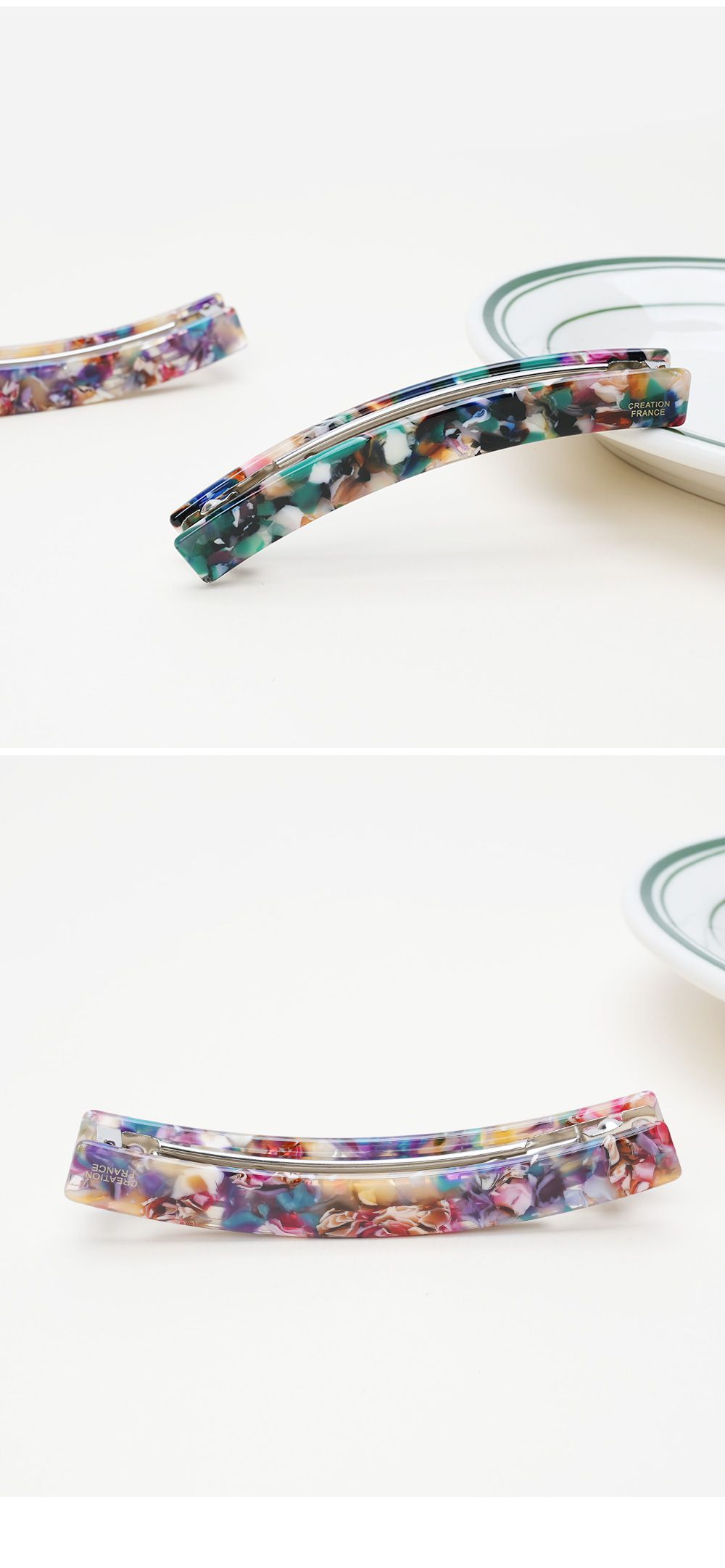 韓國 Soo&Soo - 正韓製CREATION FRANCE扣式髮夾-黑