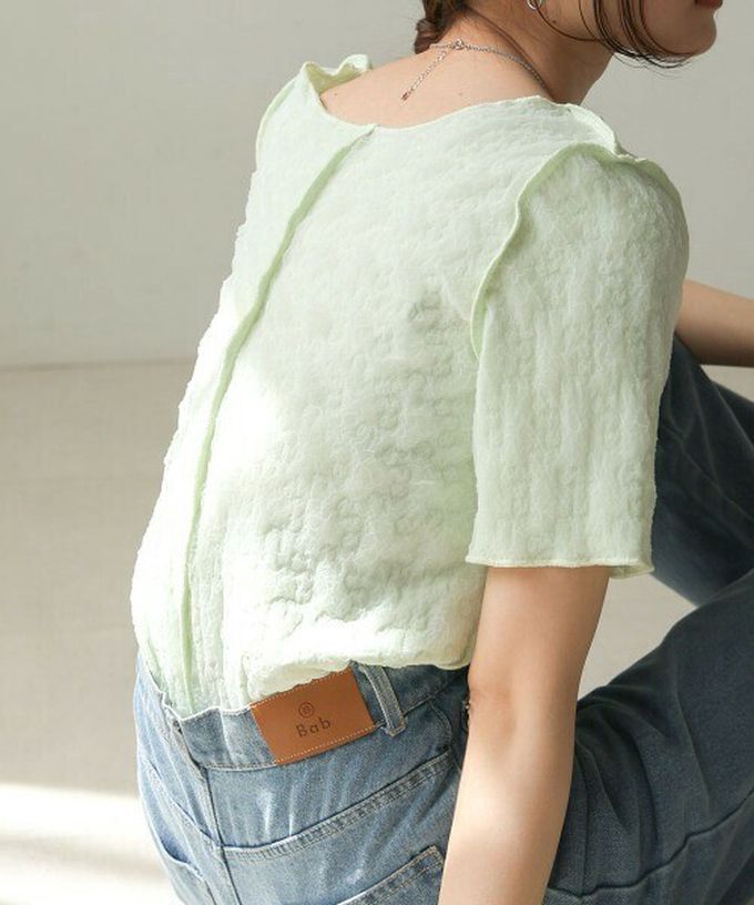 日本 Bab - 前後穿清爽皺褶短袖上衣-粉紅