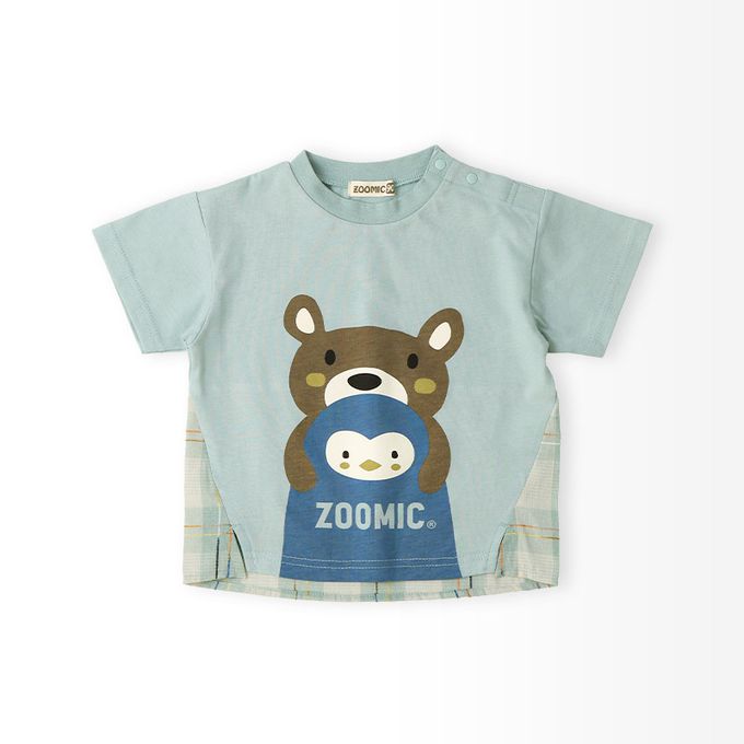 日本 ZOOLAND - 海洋印花短袖上衣-企鵝與棕熊-薄荷