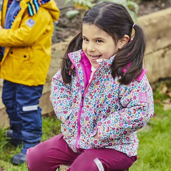 英國 JoJo Maman BeBe - 四合一多功能防水保暖連帽外套-花海