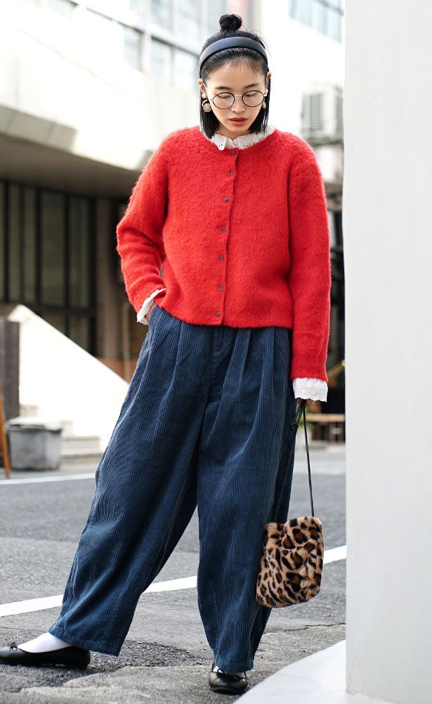 日本 zootie - 街頭感復古純棉燈芯絨寬褲-灰紫