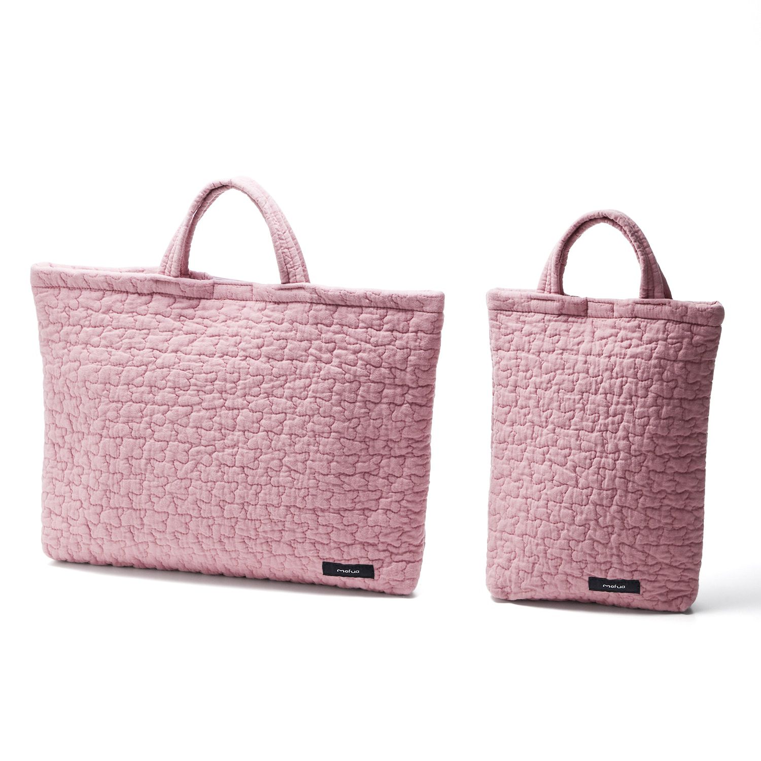 日本千趣會 - 純棉柔軟絎縫面料上學提袋2件組-淺褐