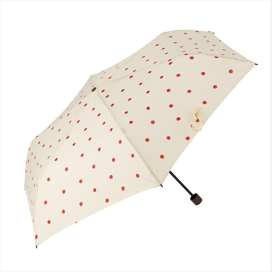 日本 nifty colors - 抗UV輕量 晴雨兩用折疊傘-甜美蘋果-深藍 (直徑88cm/160g)