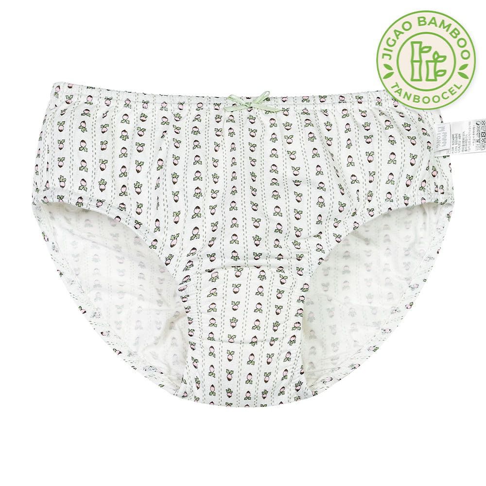 竹纖維抗菌除臭透氣三角褲(女寶)-清新小蘿蔔-米白