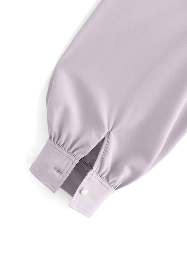 日本 GRL - 後抽繩翻領泡泡長袖襯衫-薰衣草 (F)