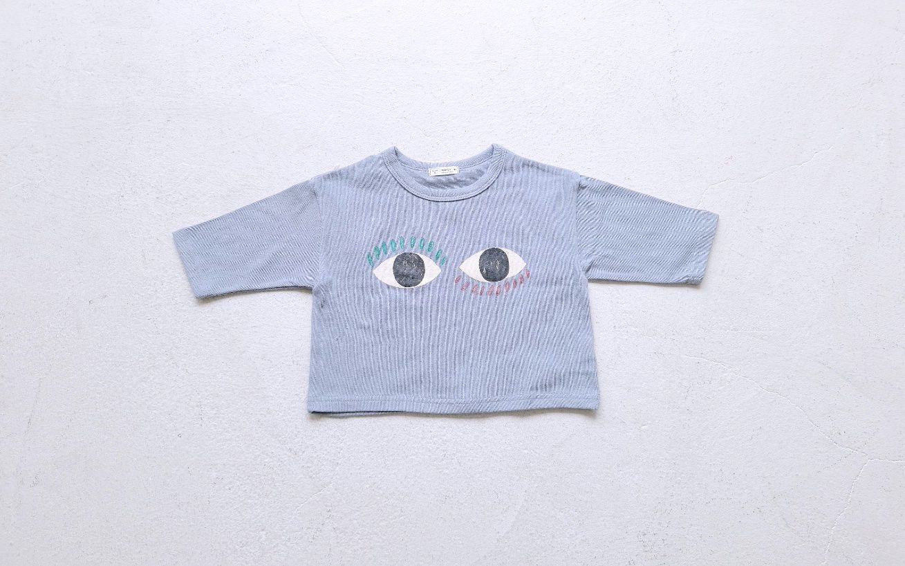 韓國 Mimico - 大大眼睛T-灰藍