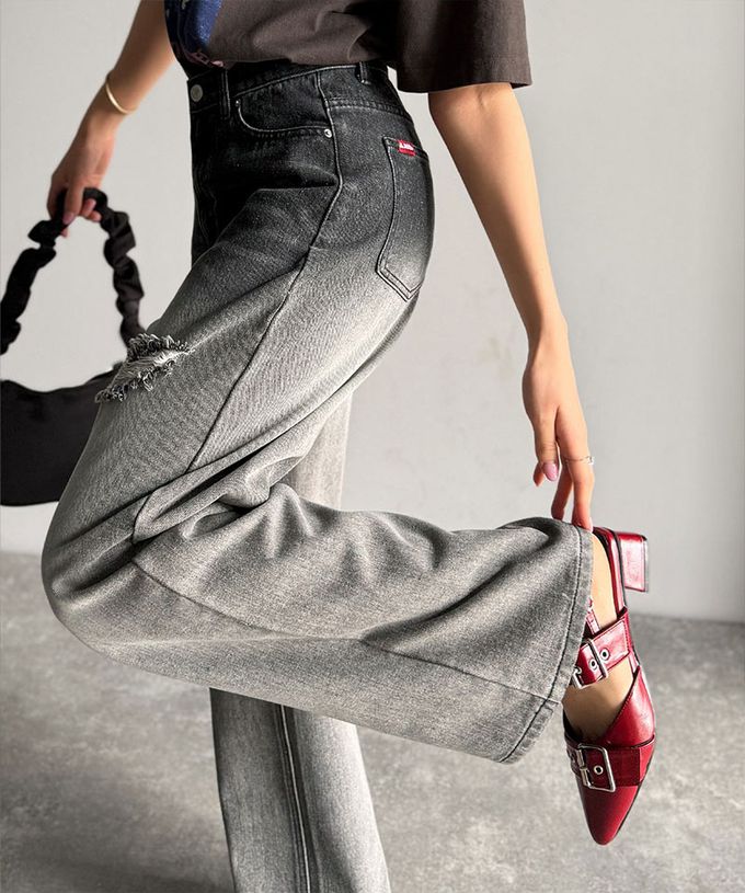 日本 Classical Elf - Java 率性有型刷破寬版丹寧褲-漂白藍