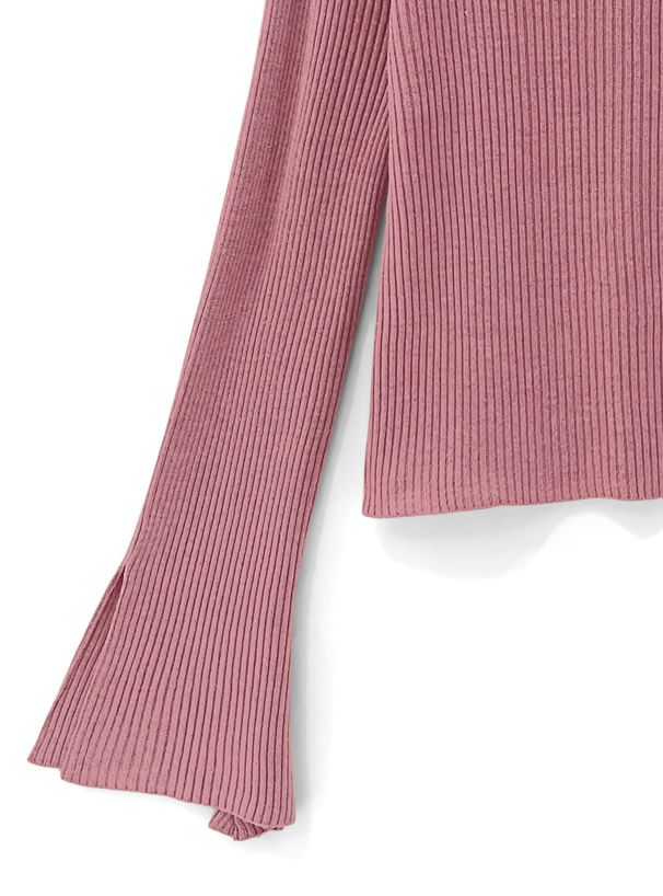 日本 GRL - 時尚開衩袖羅紋長袖上衣-天使白