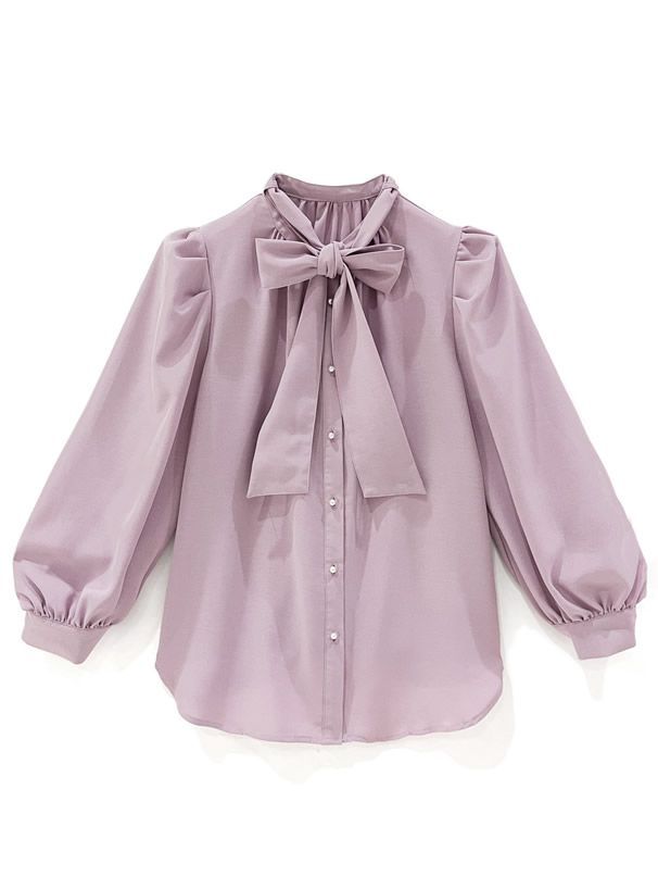 日本 GRL - 優雅扭結雪紡長袖上衣-簡約黑