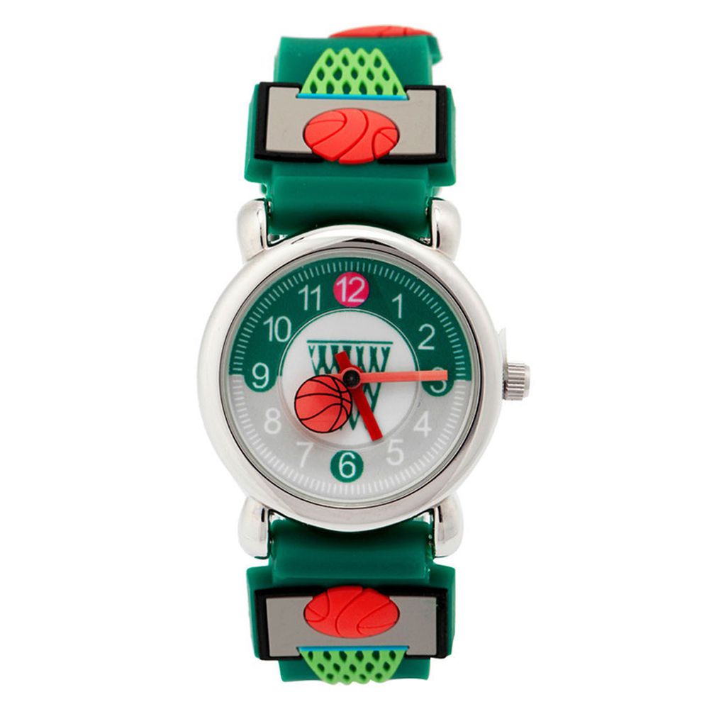 3D立體卡通兒童手錶-經典小圓錶-綠色籃球