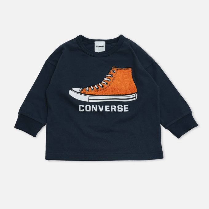 日本 Chil2 - CONVERSE聯名 薄長袖上衣-高筒球鞋-黑