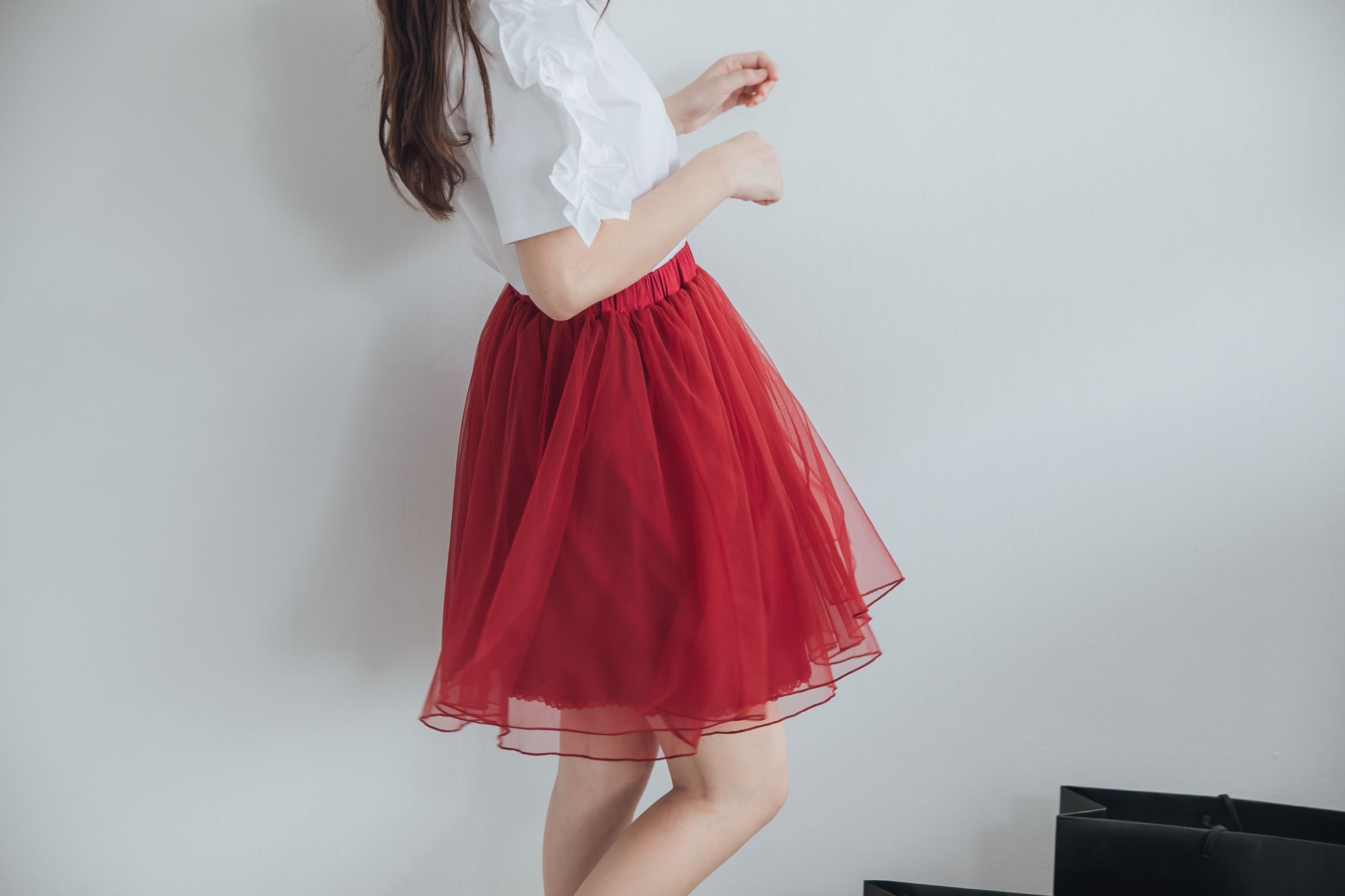 Peachy - 獨家訂製綿柔空氣紗裙-短裙款-性感酒紅 (F)