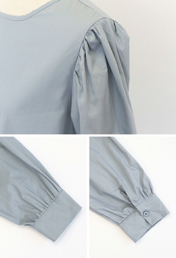 日本 BLUE EAST - 美背綁帶抓皺澎澎長袖上衣-白