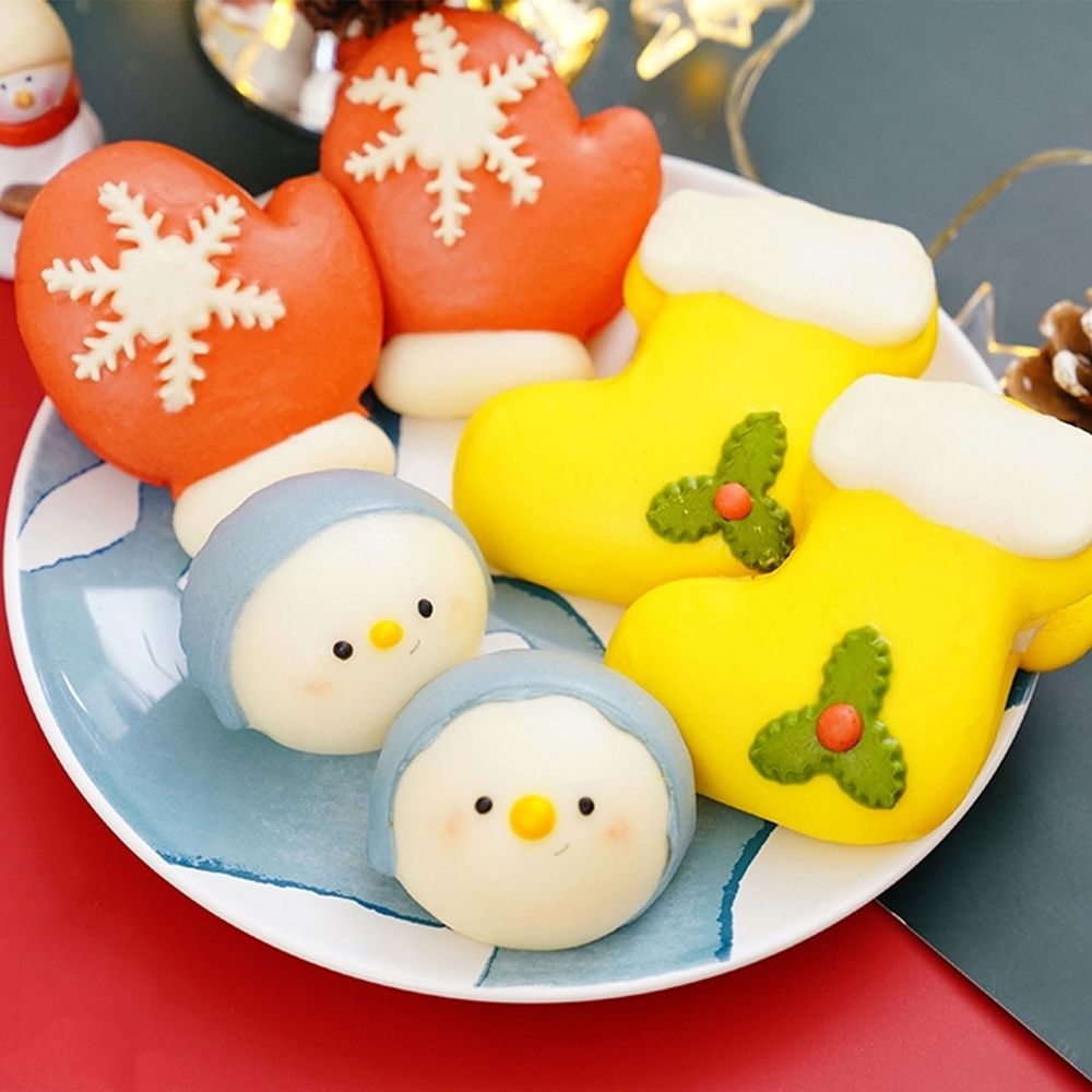 美姬饅頭 - 聖誕小雪人鮮乳造型饅頭-6入-35g/顆