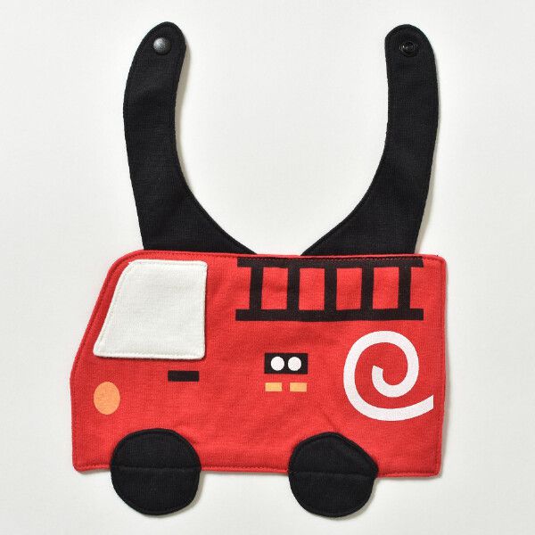 日本 Baby Room - 純棉立體翻翻樂造型圍兜-消防車 (F)