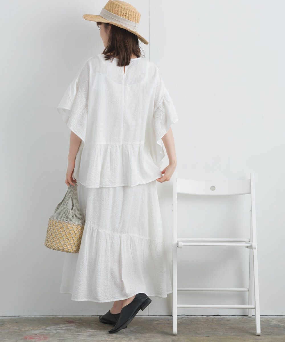 日本女裝代購 - 100%印度棉 超透氣飄逸長裙-大格紋-淺米杏