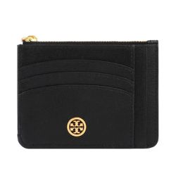 TORY BURCH - 素色拉鍊卡片零錢包 (黑)