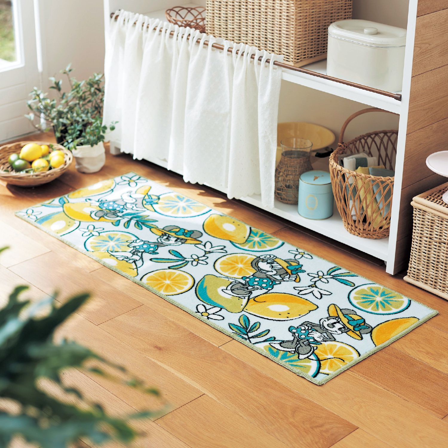 日本千趣會 - 迪士尼 日本製 長條型腳踏墊(廚房/臥室)-檸檬米妮