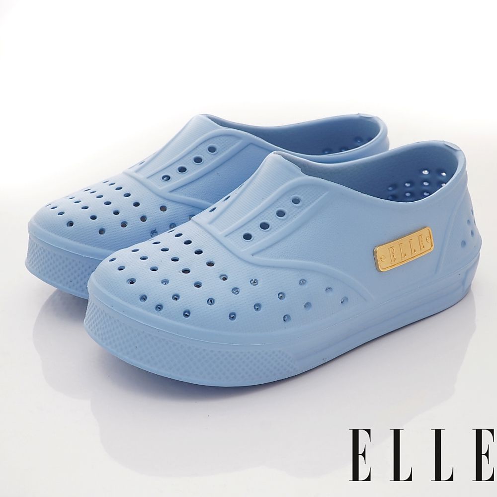 ELLE - 台灣製ELLE洞洞輕量便鞋(中小童段)-休閒鞋-淺藍