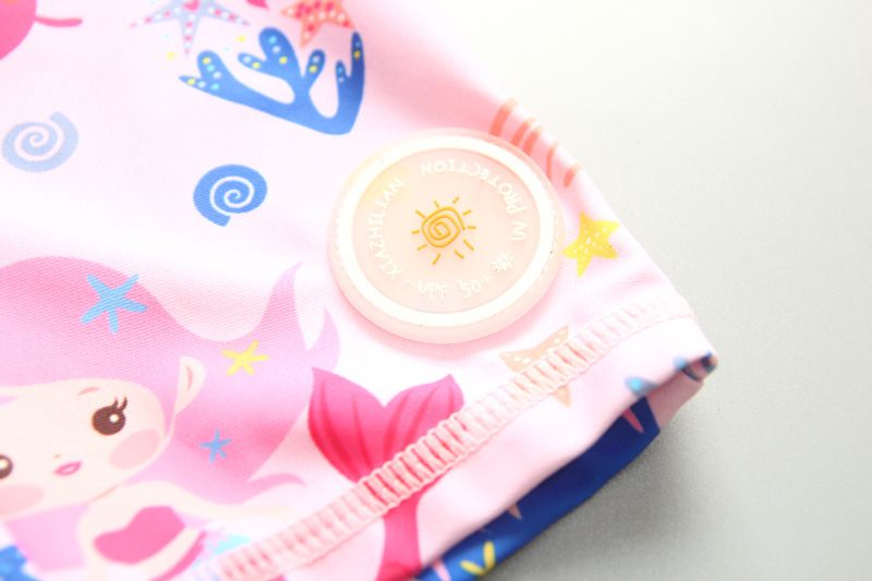 女寶防曬長袖連身泳裝套裝(附帽子)-美人魚-粉色