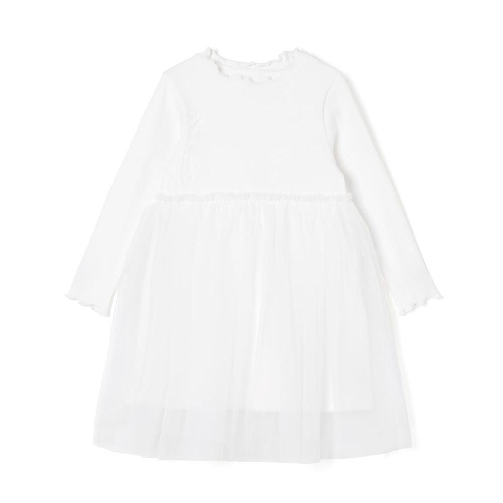 韓國 OZKIZ - 糖果色網紗拼接連身洋裝-白
