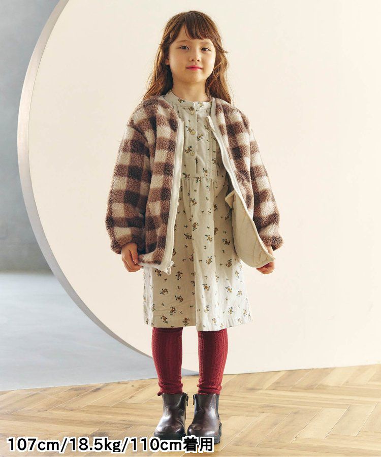 日本 apres les cours - 襯衫領微甜束口長袖洋裝-碎花-海軍藍