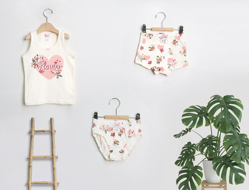 韓國 Mellisse - 純棉三角褲(女寶)-愛心花朵