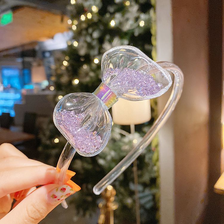 流沙感蝴蝶結透明髮箍-橘色