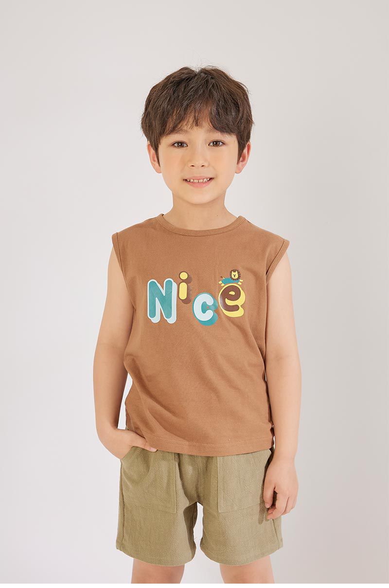 韓國 OZKIZ - Nice獅子無袖背心上衣-咖啡