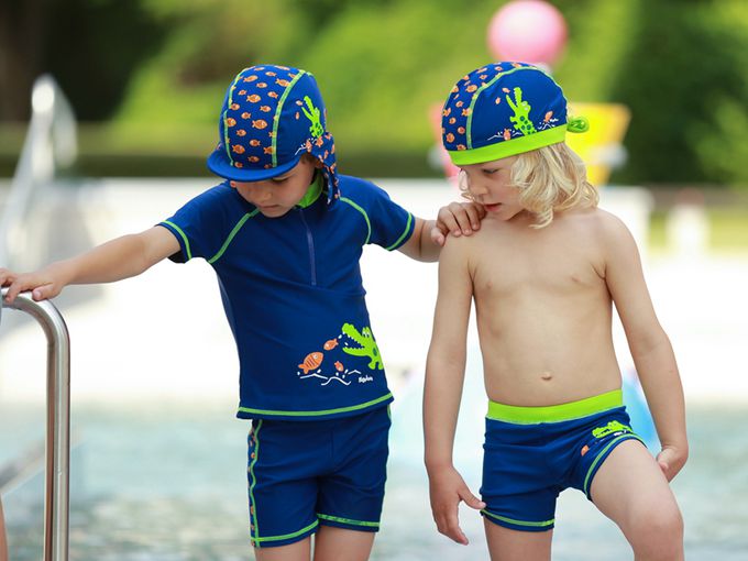 德國Playshoes - 抗UV防曬水陸兩用遮頸帽-鱷魚
