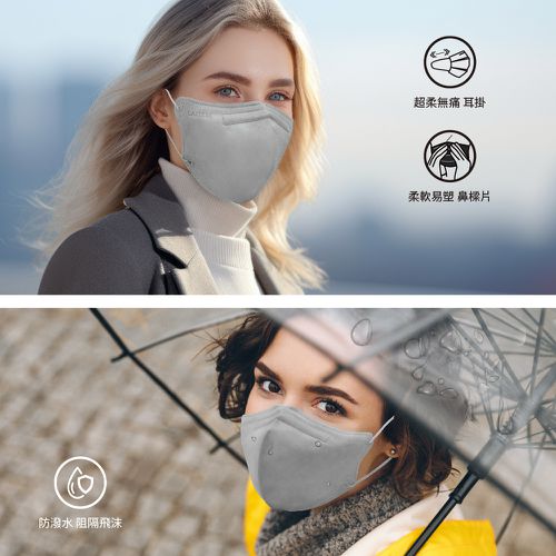 3D立體型醫療防護口罩（成人用）煙石灰 30入盒裝-3D口罩