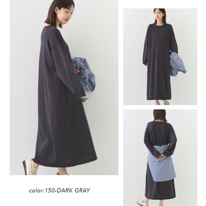 日本 OMNES - 落肩優雅柔滑嫘縈素色長袖洋裝-紅