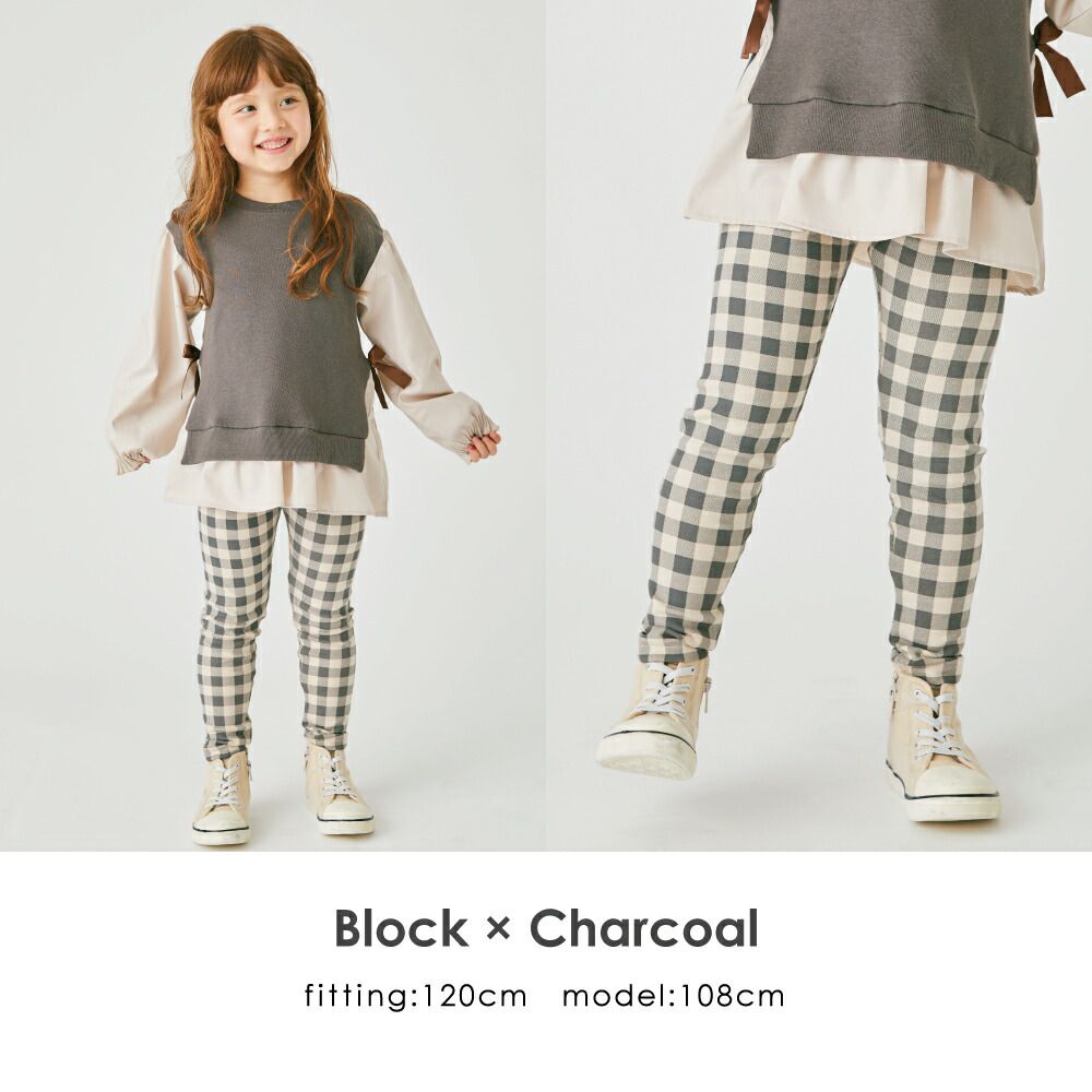 日本 evercloset - 百搭印花合身長褲-格子-炭黑