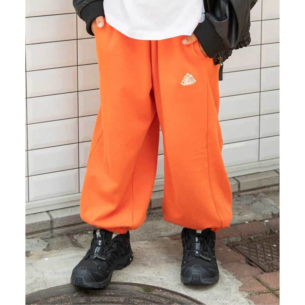 100%棉 刺繡帥氣縮口長褲-橘