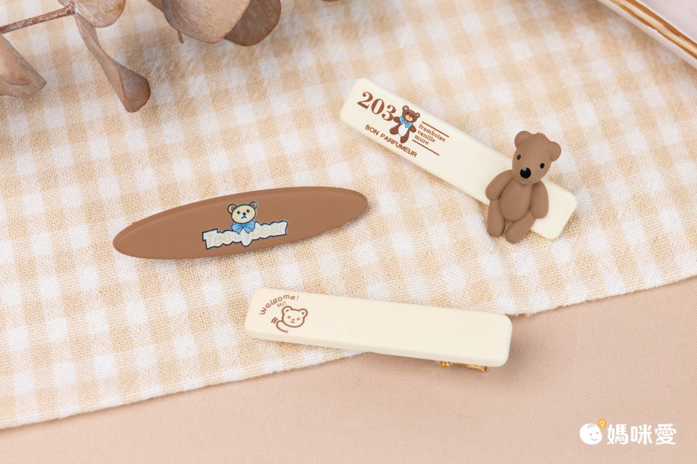 甜美造型兒童髮夾-miu貓咪-米白色