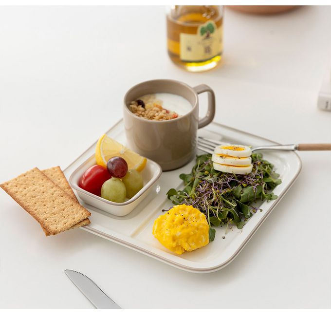 韓國 SSUEIM - RUNDAY系列個人早午餐陶瓷杯盤3件組 (奶茶色)