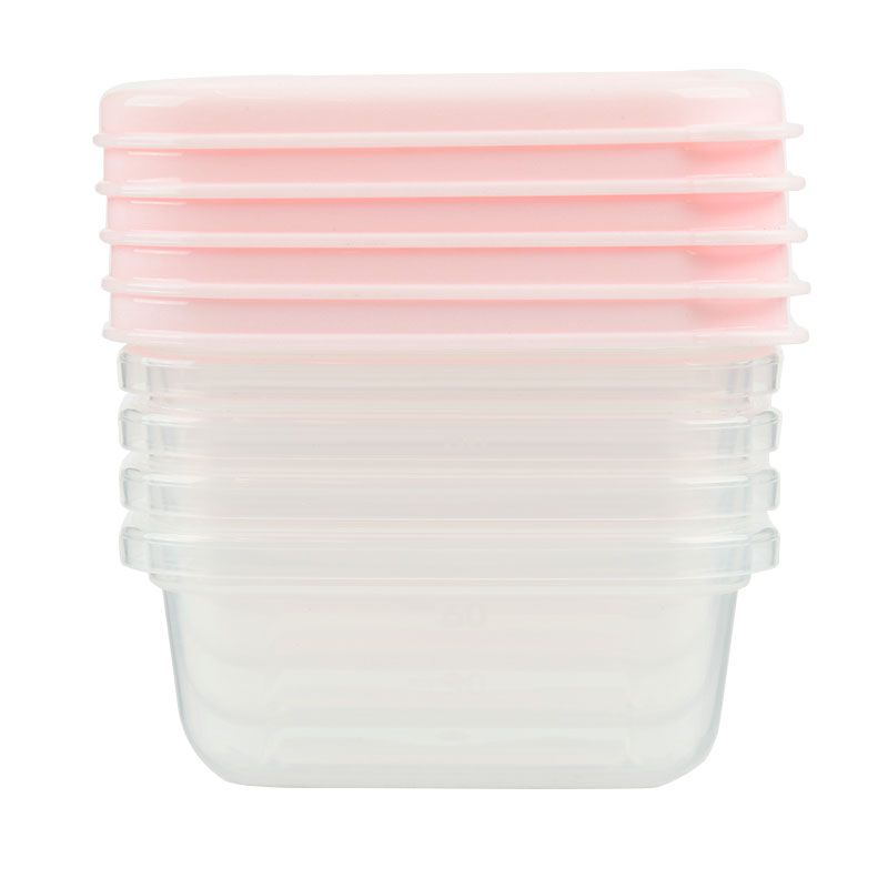 akachan honpo - 離乳食品保存容器-方形S號-粉紅色-5個入/60ml