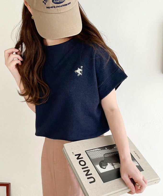 日本 Classical Elf - 有機棉logo刺繡法式袖上衣-黑