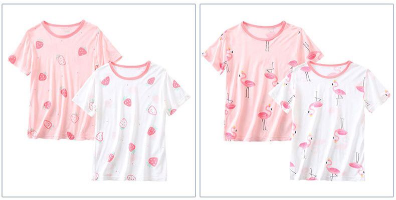 MAMDADKIDS - 透氣圓領短袖家居服(兩件組)-紅鶴