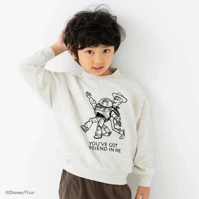 日本 Chil2 - 限定聯名 縮口印花長袖上衣-玩具總動員-飛向宇宙-燕麥